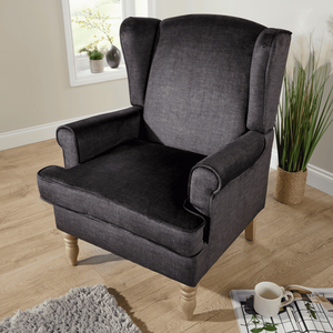 Charcoal Grey Helena Traditional Accent Armchair High Back Occasional Wing Back Design shot 11253684