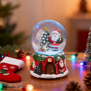 LED Christmas Snow Globe Music Box with Santa and Tree