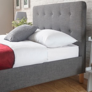 Charcoal / Small Double Home Source Ashbourne Grey Fabric Low Foot End Padded Bed Frame  shot 11457544
