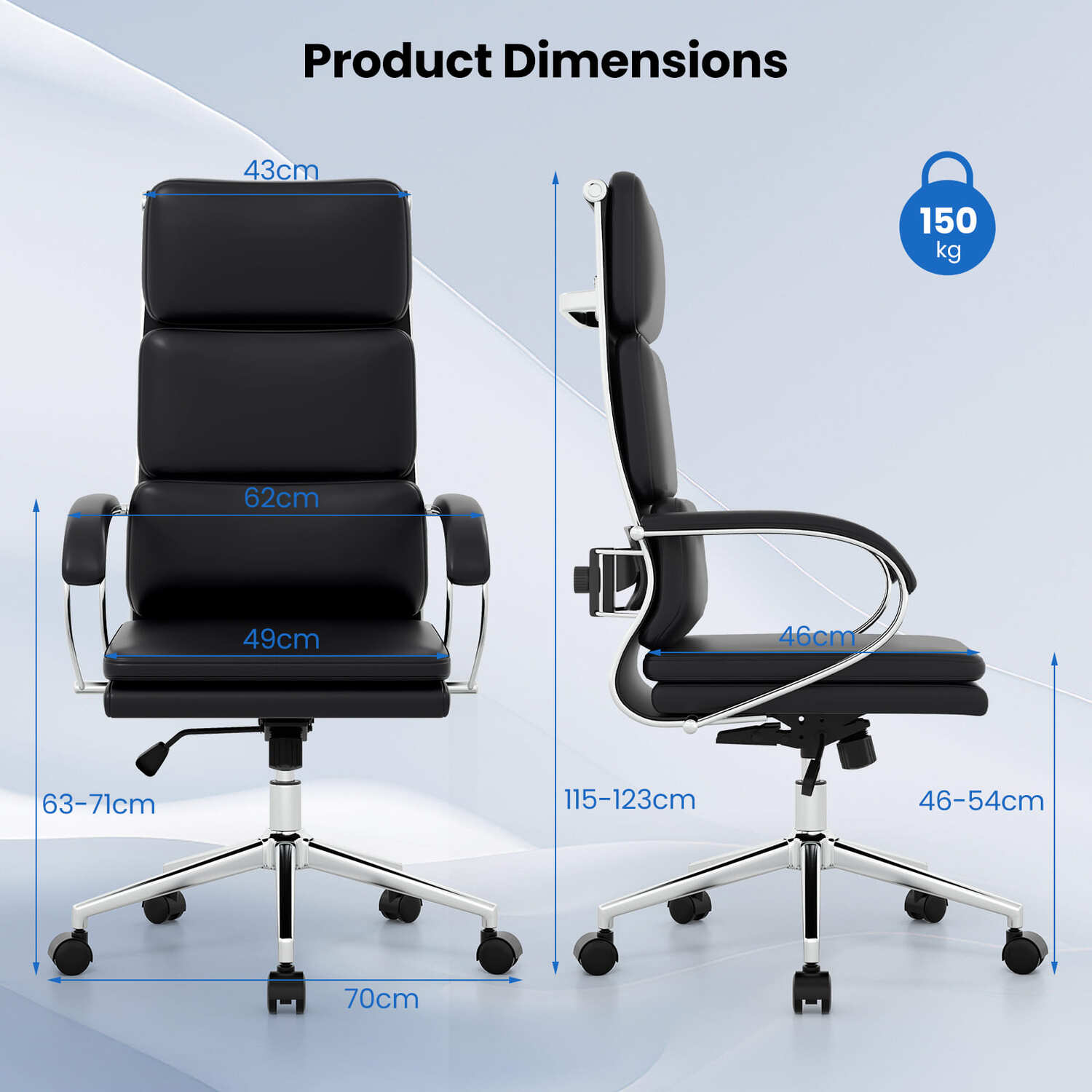 Ergonomic Leather Office Chair - Black