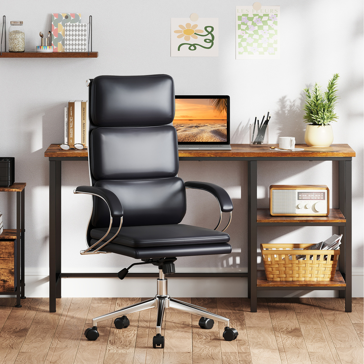 Ergonomic Leather Office Chair - Black