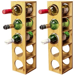 Bamboo 5 Bottle Wine Rack - Twin Pack