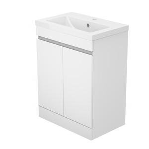 600mm Vanity Unit with Basin Gloss White Resin Floor Standing Bathroom Cabinet