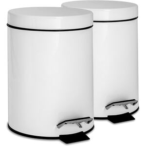 Harbour Housewares Stainless Steel Bathroom Pedal Bins - 3L - Set of 2