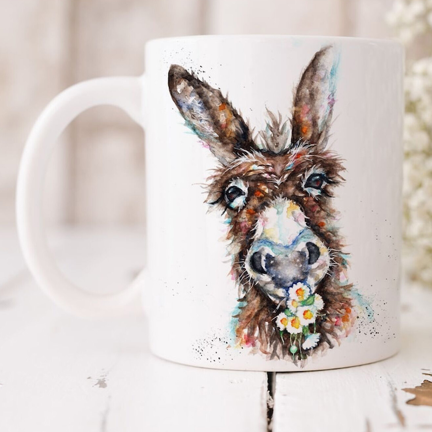 Image of Donkey Watercolour Art Mug - Brown