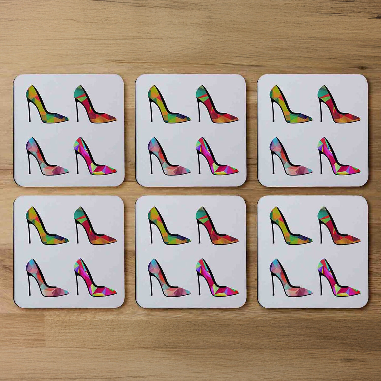 Image of Geometric High Heels Coaster - White