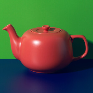 La Cafetire Classic 4 Cup Ceramic Teapot, 1.2L Red Teapot with Non-Drip Spout