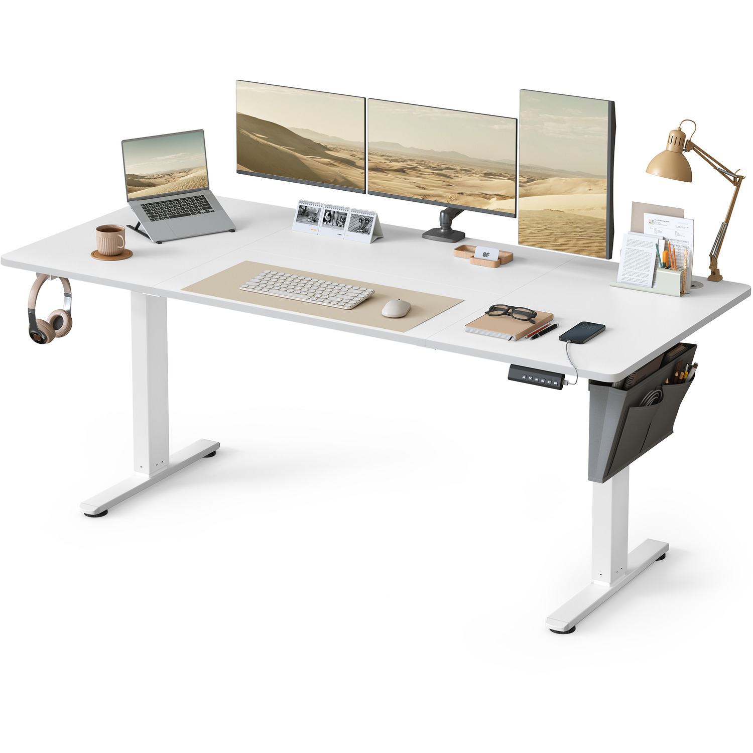 Electric Standing Desk Height Adjustable Desk 180 X 80 Cm - White