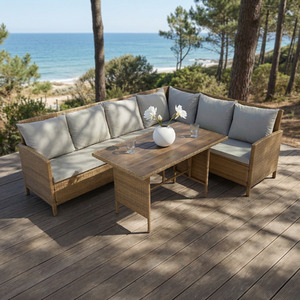 Alia Rattan Garden Corner 6 Seater Dining Sofa Set