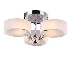 Crystal Modern Round LED Semi Flush Mount Ceiling Light