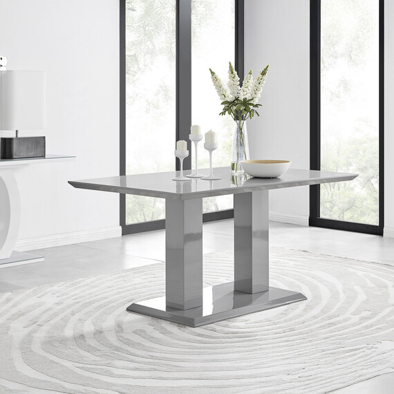 Imperia Grey High Gloss Dining Table Seats 6
