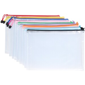 Pack of 10 A4 Colourful PVC Zip Wallets