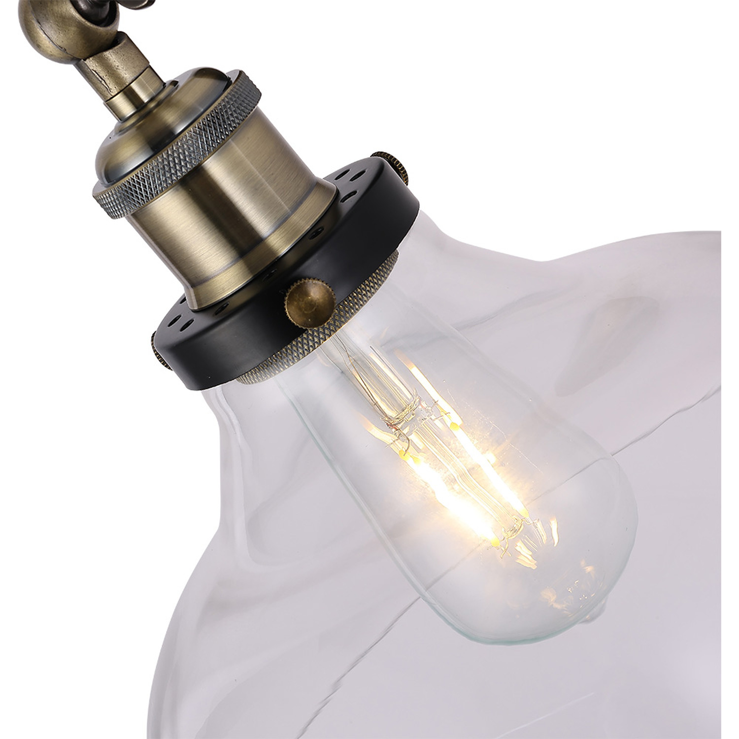 Industrial Armed Sconce With Glass Shade - Black And Brass 2 0kg