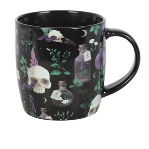 Venom Vines Gothic Mug Dark Floral Skull Ceramic Coffee Cup