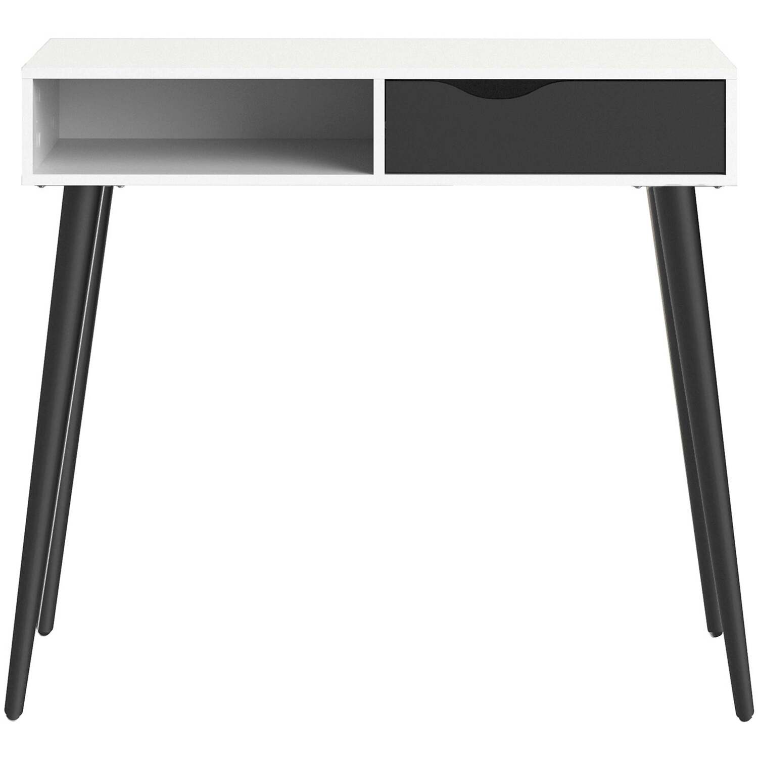 Sapporo Console Table White Top With Matt Black Frame 1 Drawer 1 Shelf - White And Black