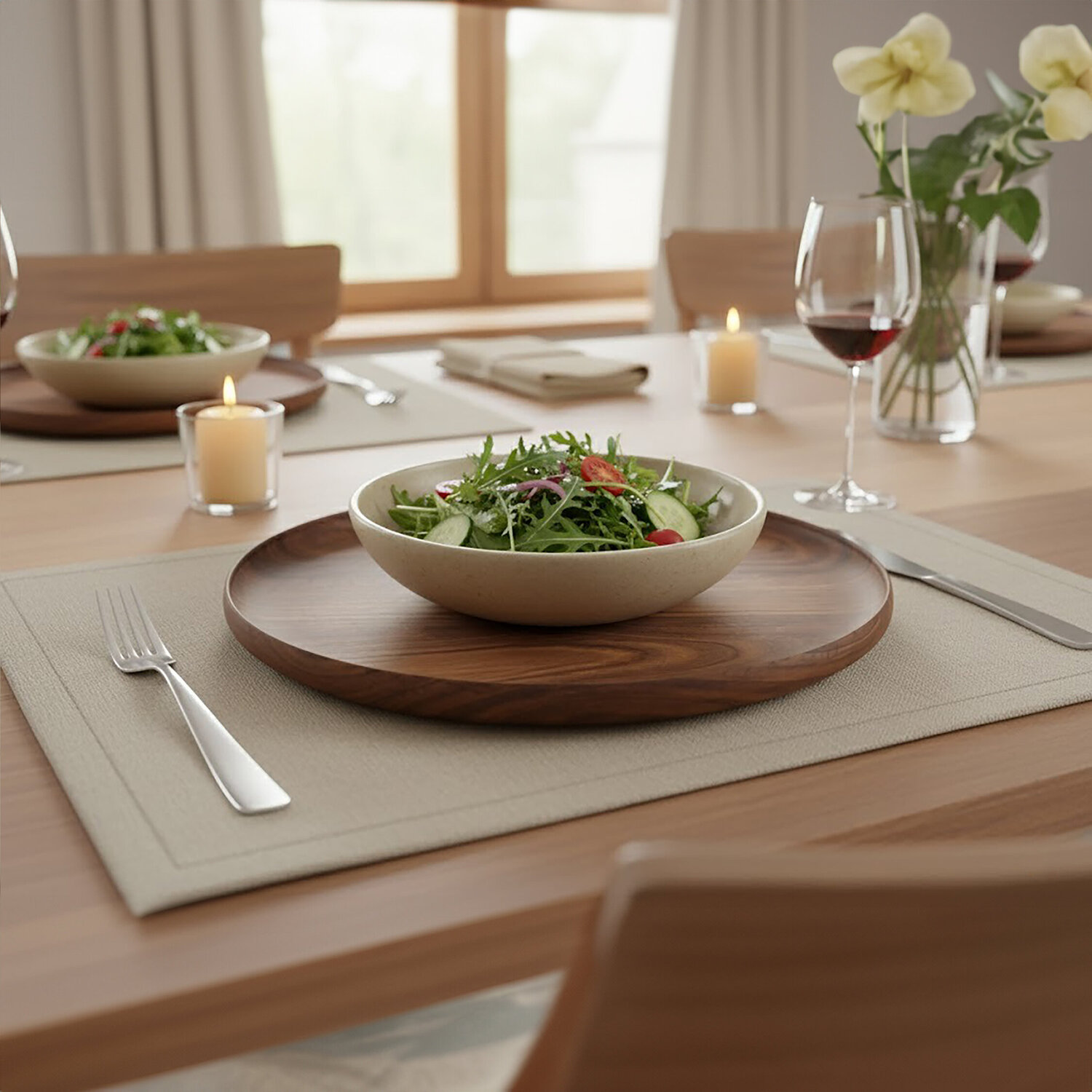 Rosi Round Sheesham Wood Plate - Brown
