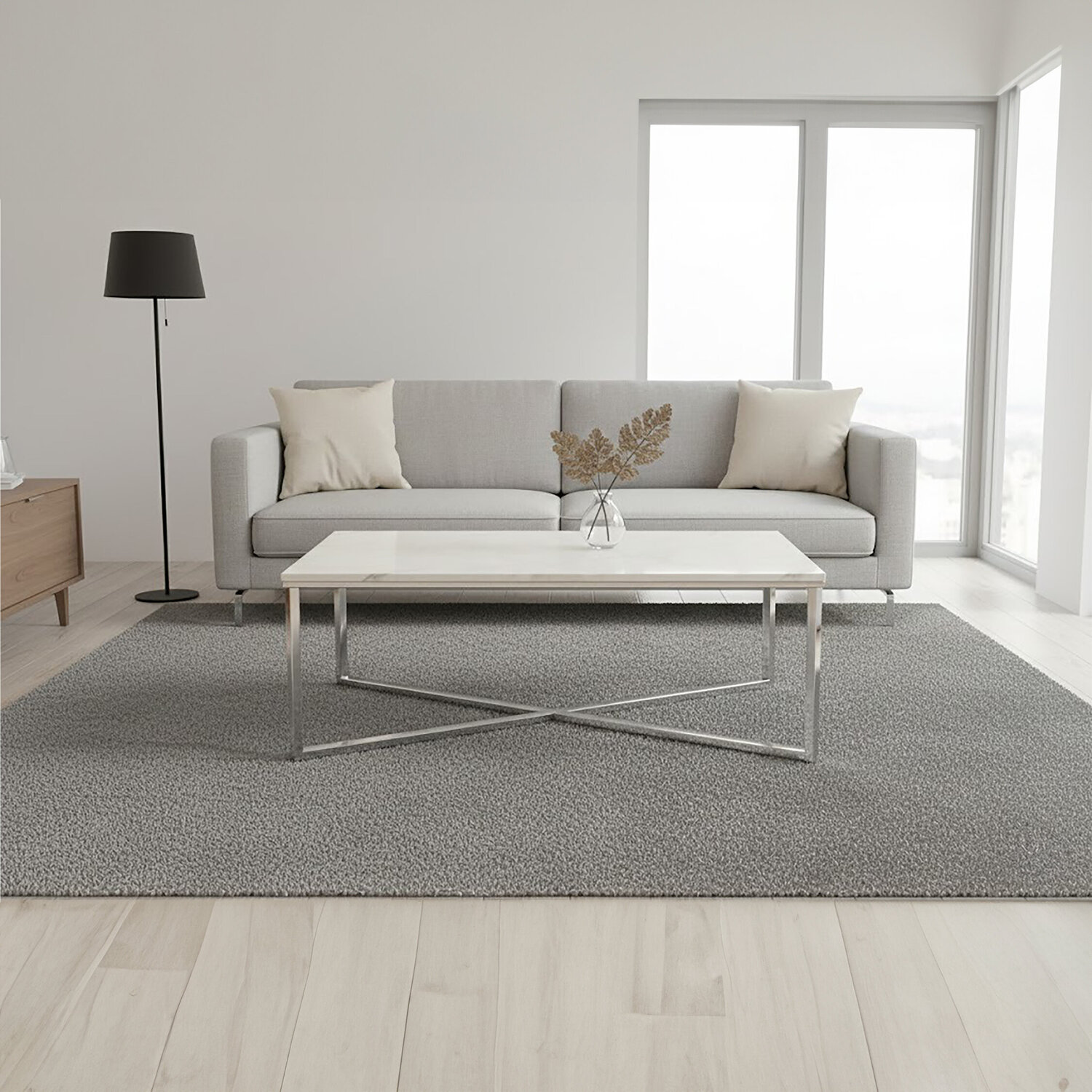 Allure White Faux Marble Chrome Coffee Table - Silver