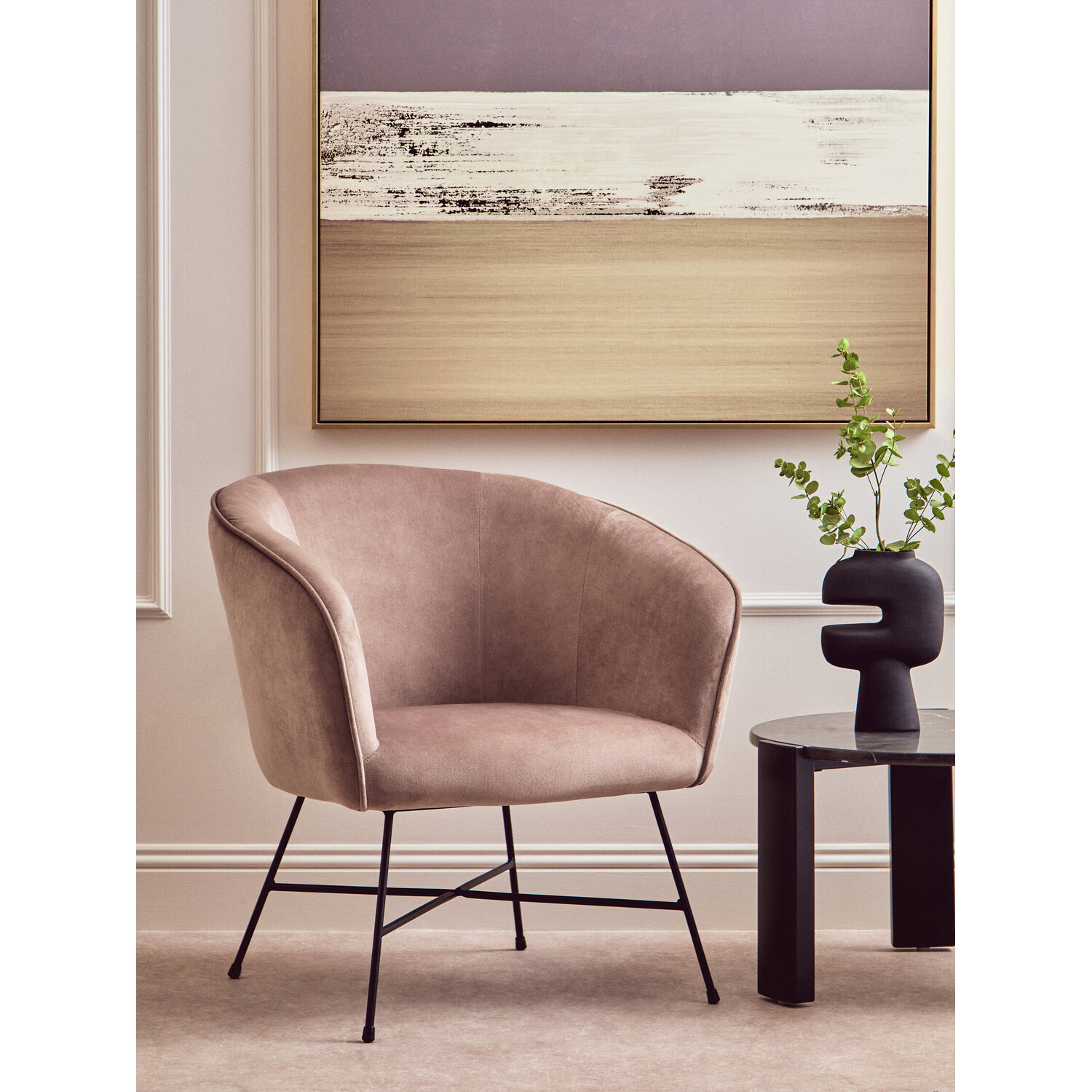 Stockholm Mink Velvet Curved Accent Chair - Brown