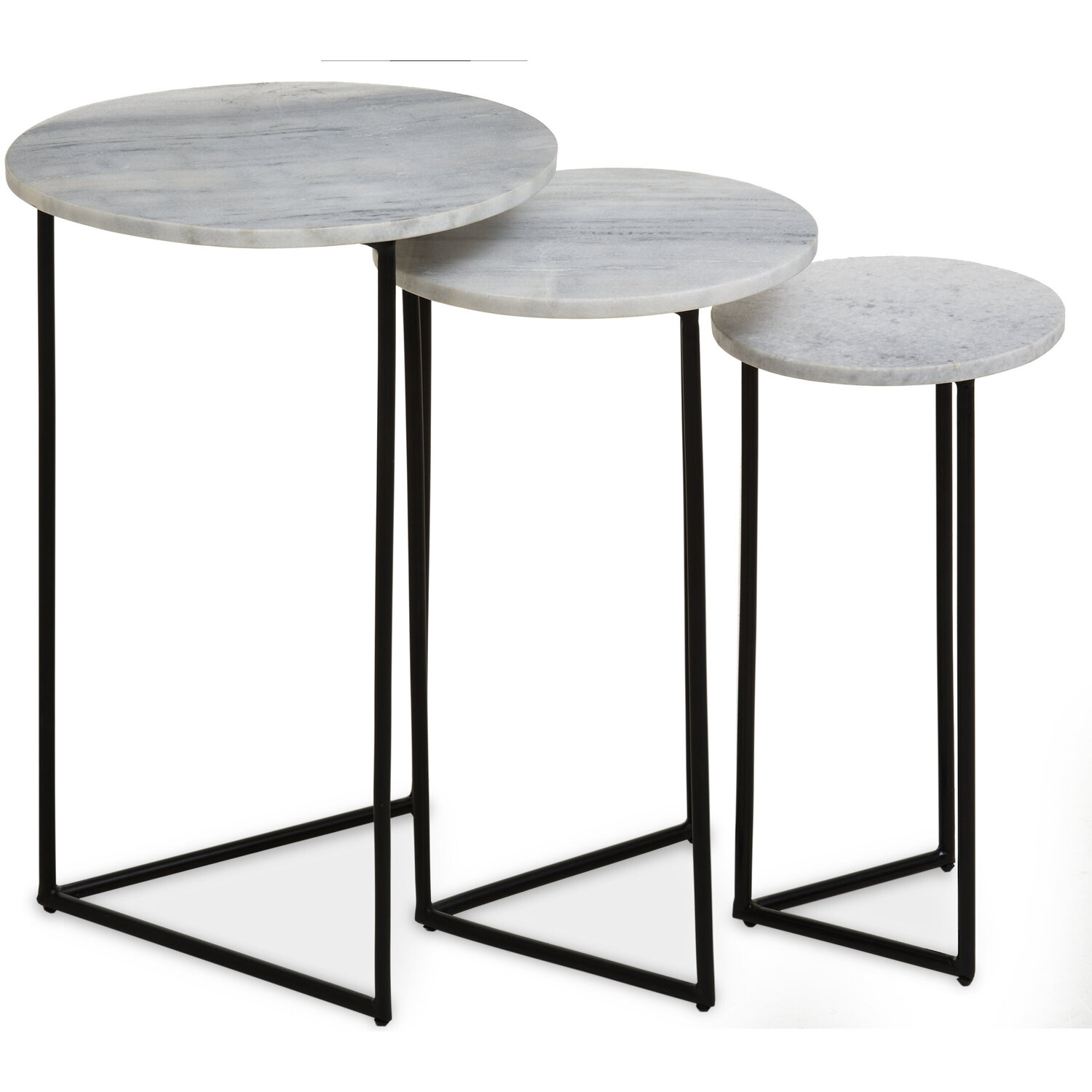 Mandoli Nest Of 3 White Marble Side Tables - White