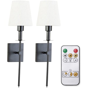 Kincaid Pair Rechargeable Easy Fit Wall Light with Fabric Shade
