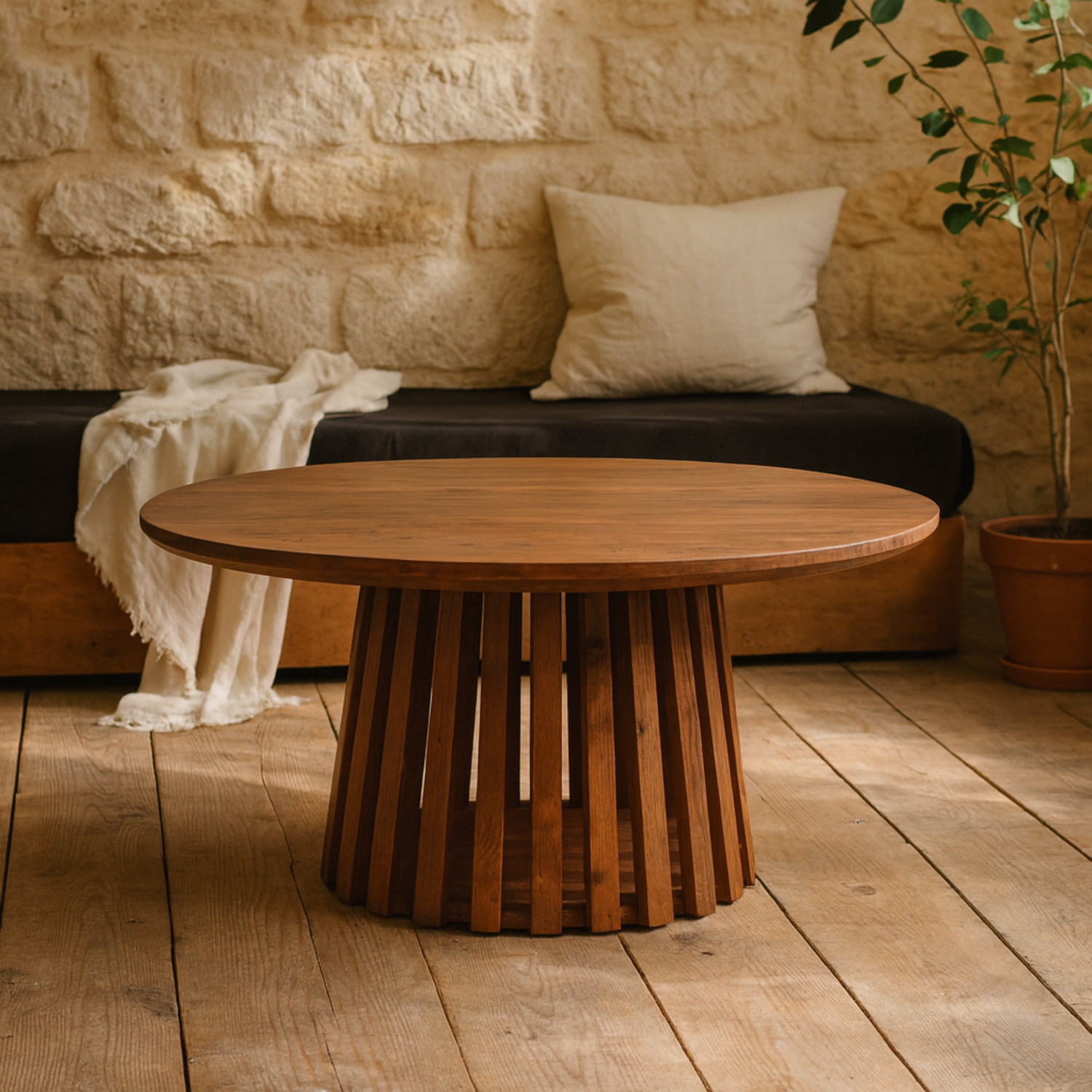 Birmingham Mango Wood Round Coffee Table - Brown