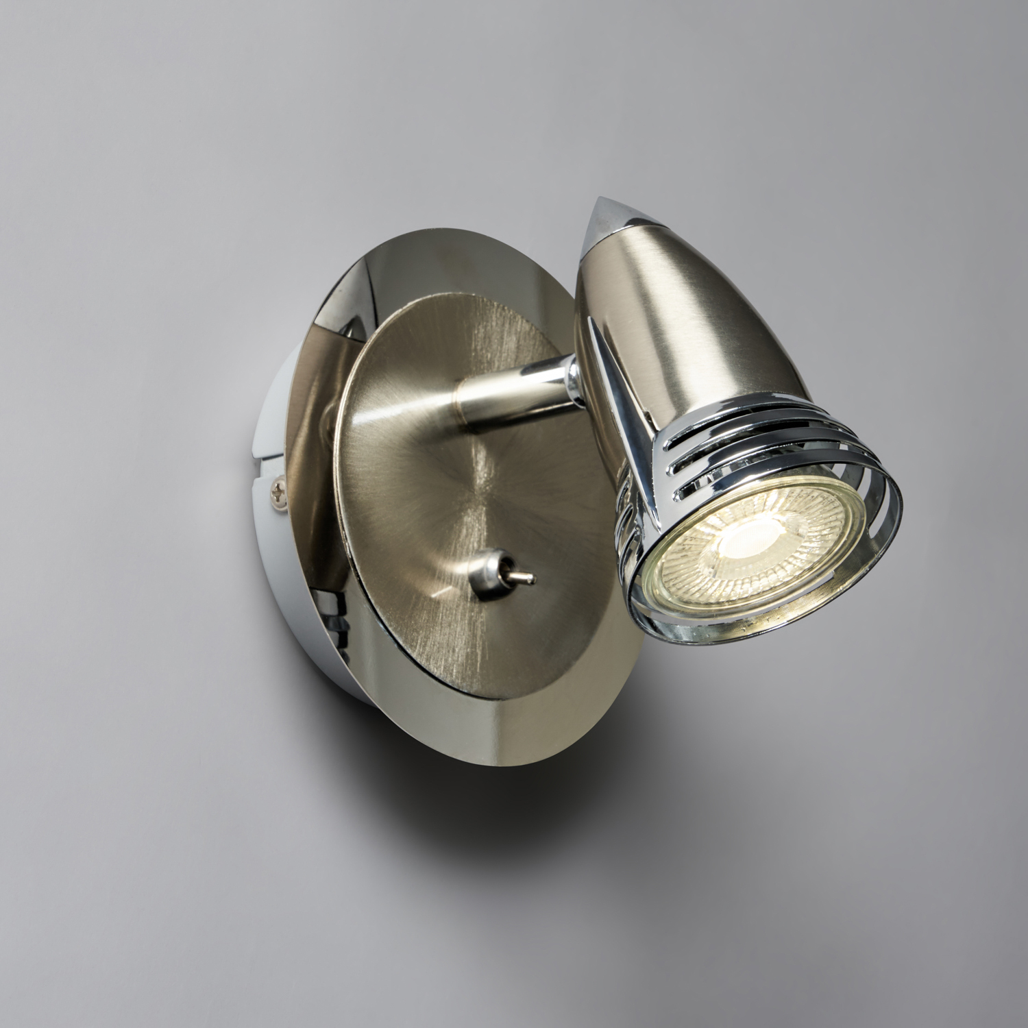 Gemini 1 Light Spotlight Wall Light - Satin Nickel - Satin Nickel