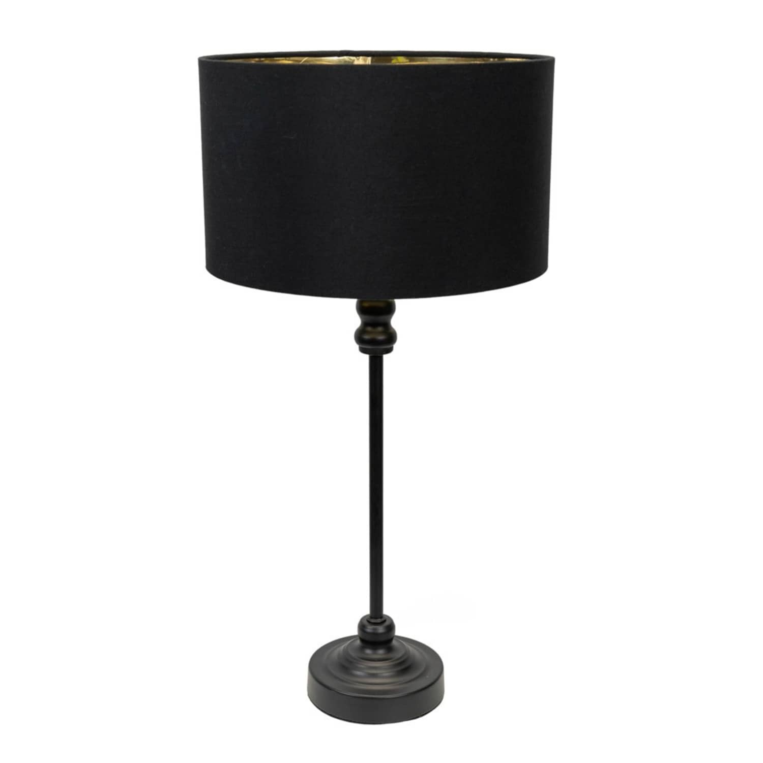 Valuelights Unisex Black Maggie Candlestick Table Lamp W/ & Gold Inner Lamp Shade & Bulb - Image 2