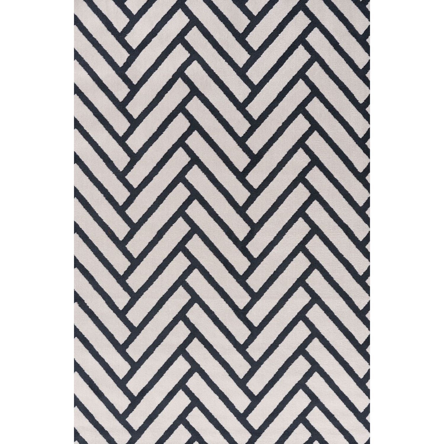 The Rugs Unisex Navy Loft Herringbone Living Room Area Rug And Runners Soft Pile In 160Cm X 230Cm Kids - Image 3