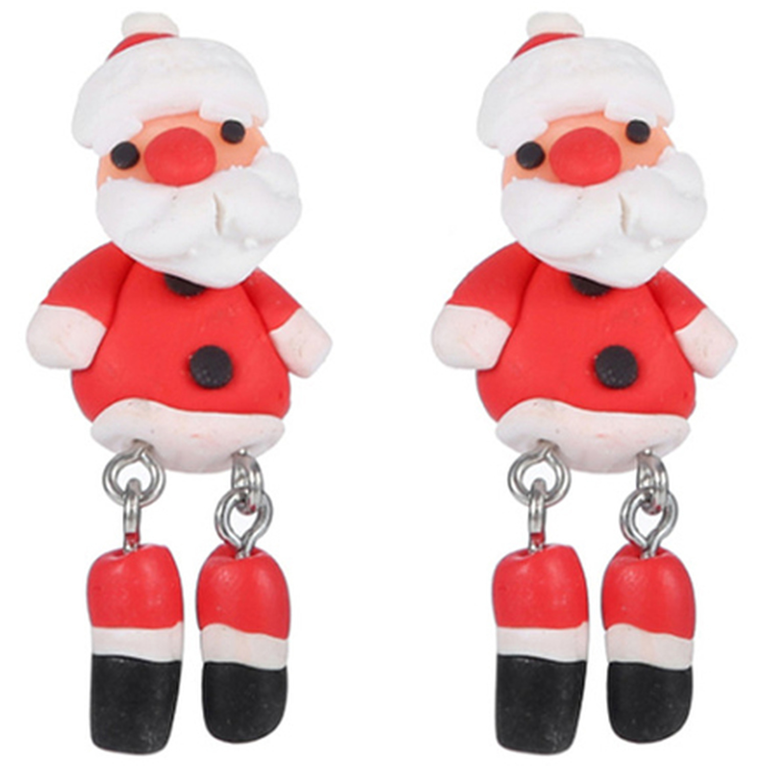Christmas Santa Claus Dangle Earrings - Red
