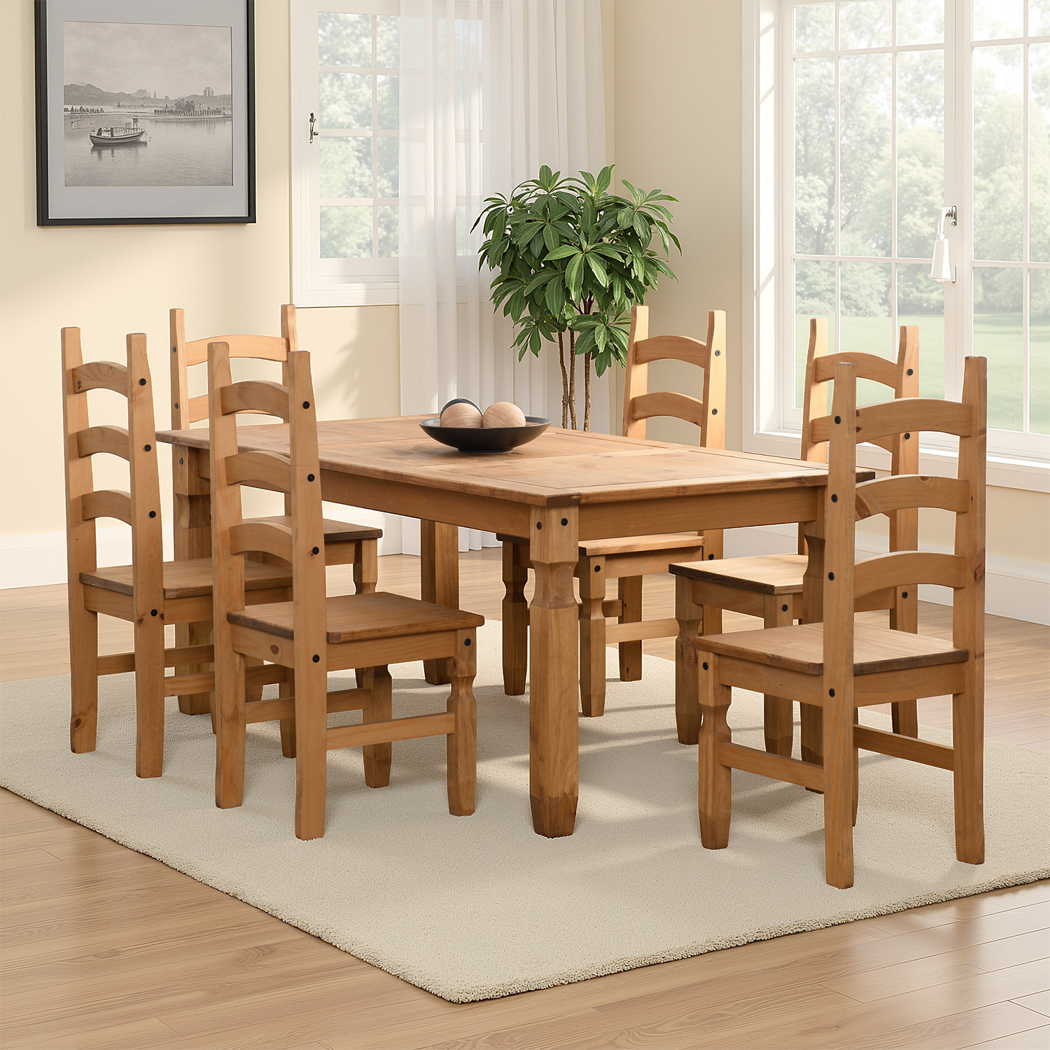 Corona 6' Dining Set - Distressed Waxed Pine