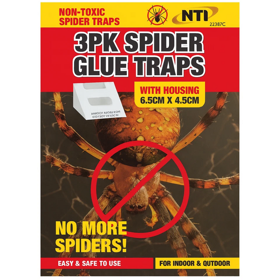 Spider Glue Traps Indoor Outdoor Non Toxic Housing White 6.5cm x 4.5cm Pack 3