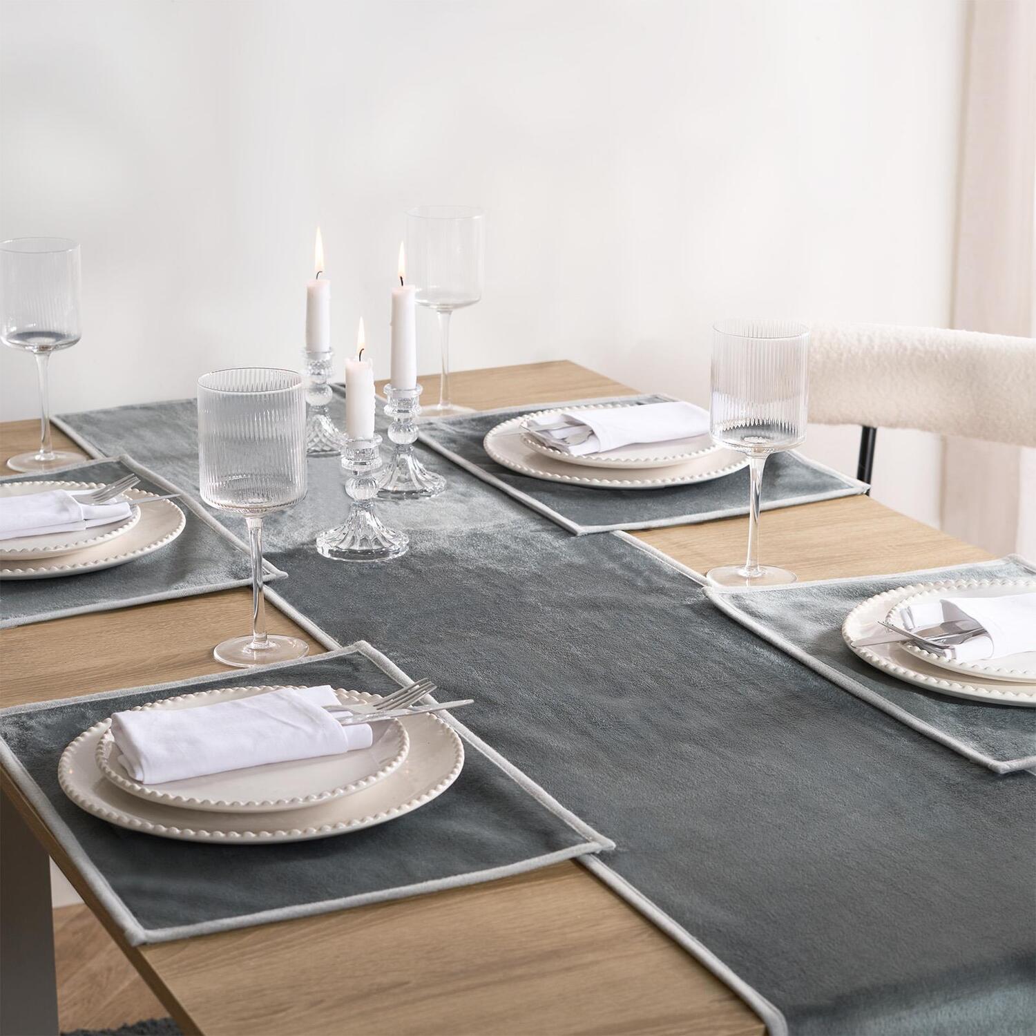 Image of OHS Piped Trim Placemats - Charcoal/Silver&hellip;