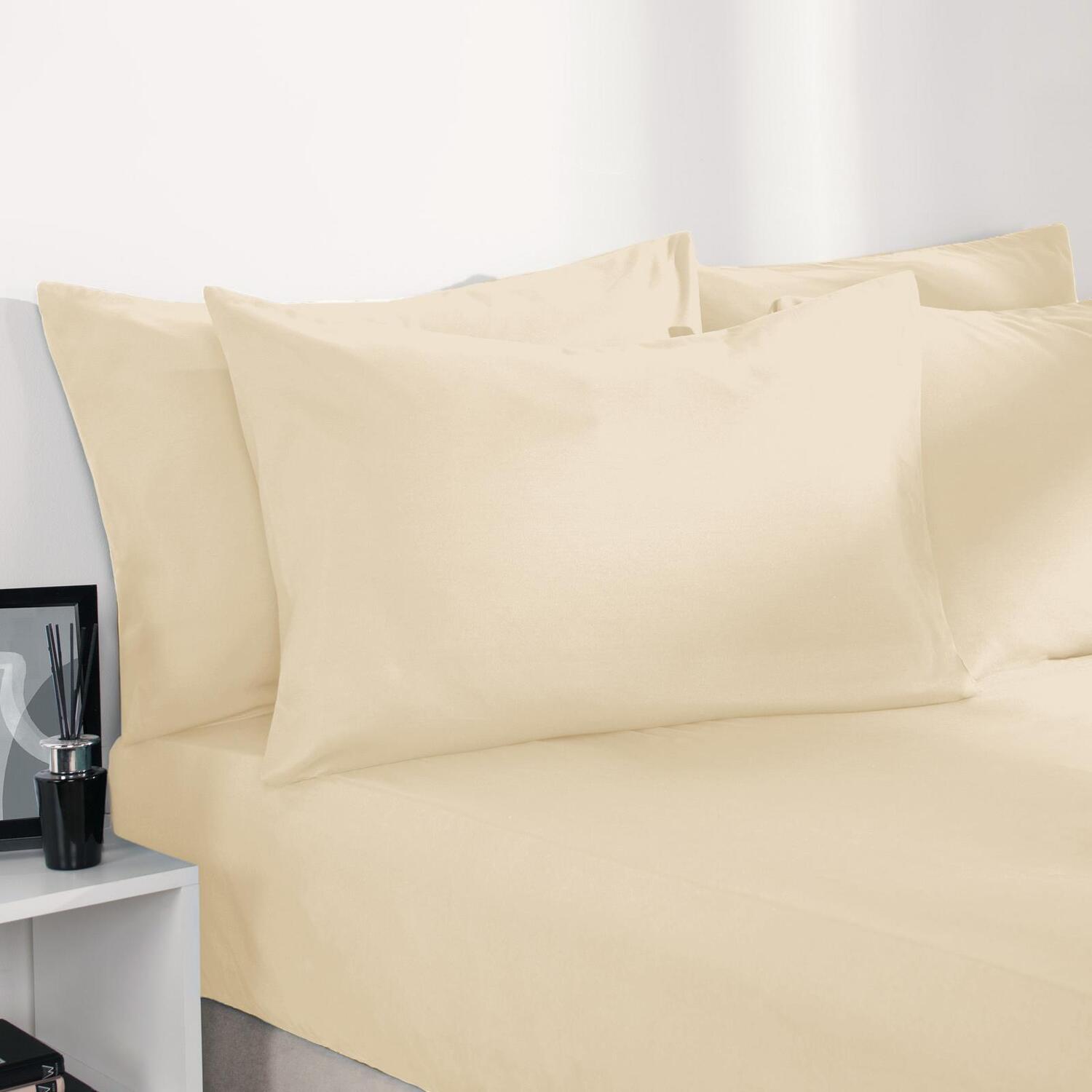 OHS Ultra Soft Microfibre Plain Fitted Bed Sheet in Ivory | Size: King