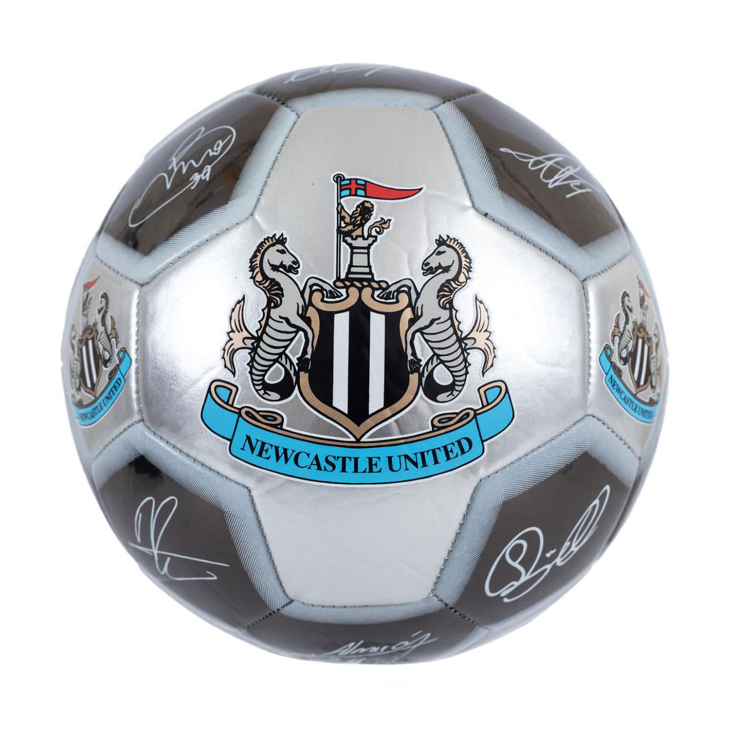 Newcastle United Fc Printed Signature 26 Panel Football - Black/White/Blue/Gold