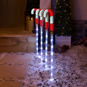 Pack of 4 Candy Cane Infinity Stake Lights