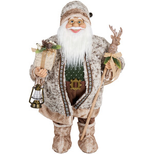 Woodland Standing Santa with LED Lantern