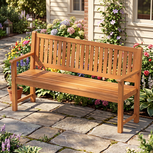 Large Garden Bench with Backrest