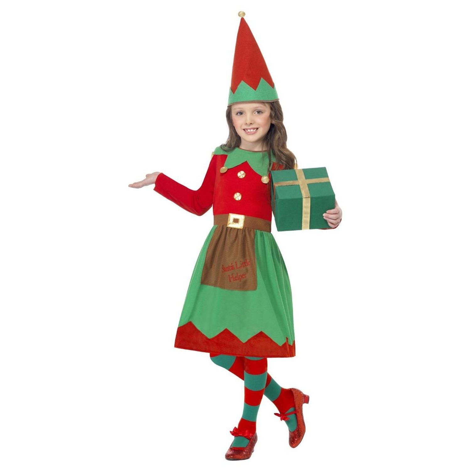 Smiffys Girls Santa´S Little Helper Elf Christmas Costume Set - Red/Green