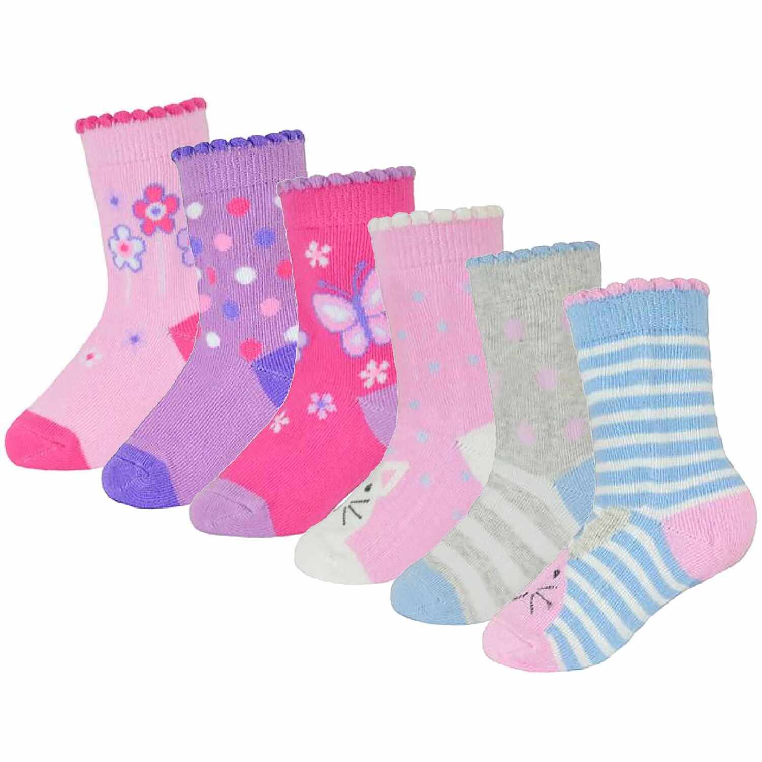 Sock Snob 10 Pack Baby Girl Soft Cotton Colorful Non Slip Heel And Toe Socks - Multi / 0-6 Months