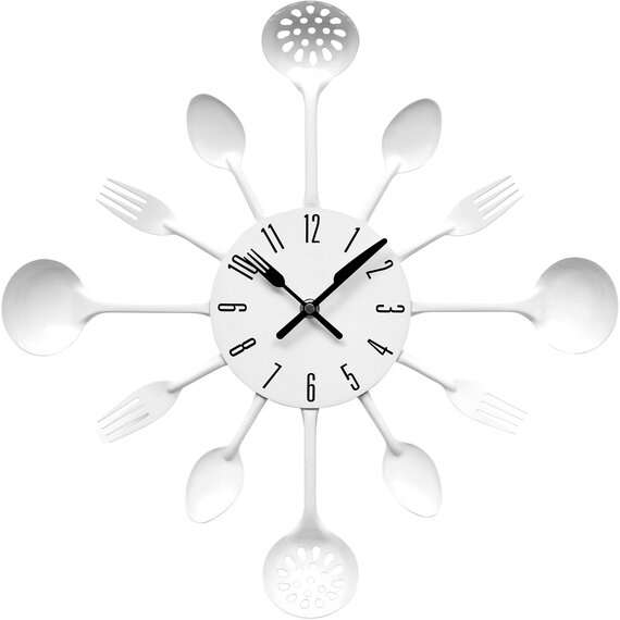 Romero 33cm Dia White Cutlery Metal Wall Clock