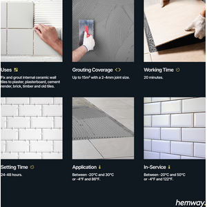 Hemway Tile Ready Mixed Grout & Fix Adhesive Light Grey 4.5kg