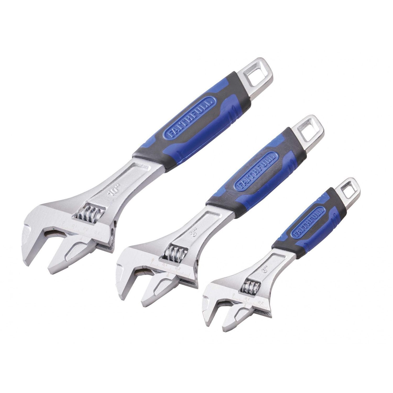 Faithfull Adjustable Spanner Set, 3 Piece - Multi Colour