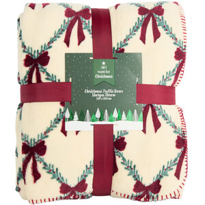 Christmas Trellis Bows Sherpa Throw