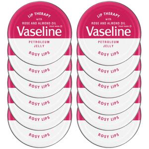 Vaseline Lip Therapy Rosy Lips Petroleum Jelly Lip Balm 20g - Pack of 12