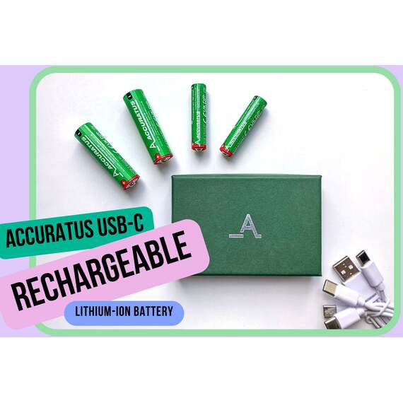 Accuratus USB-C Rechargeable Li-Ion AA Batteries x2 AAA Batteries x2