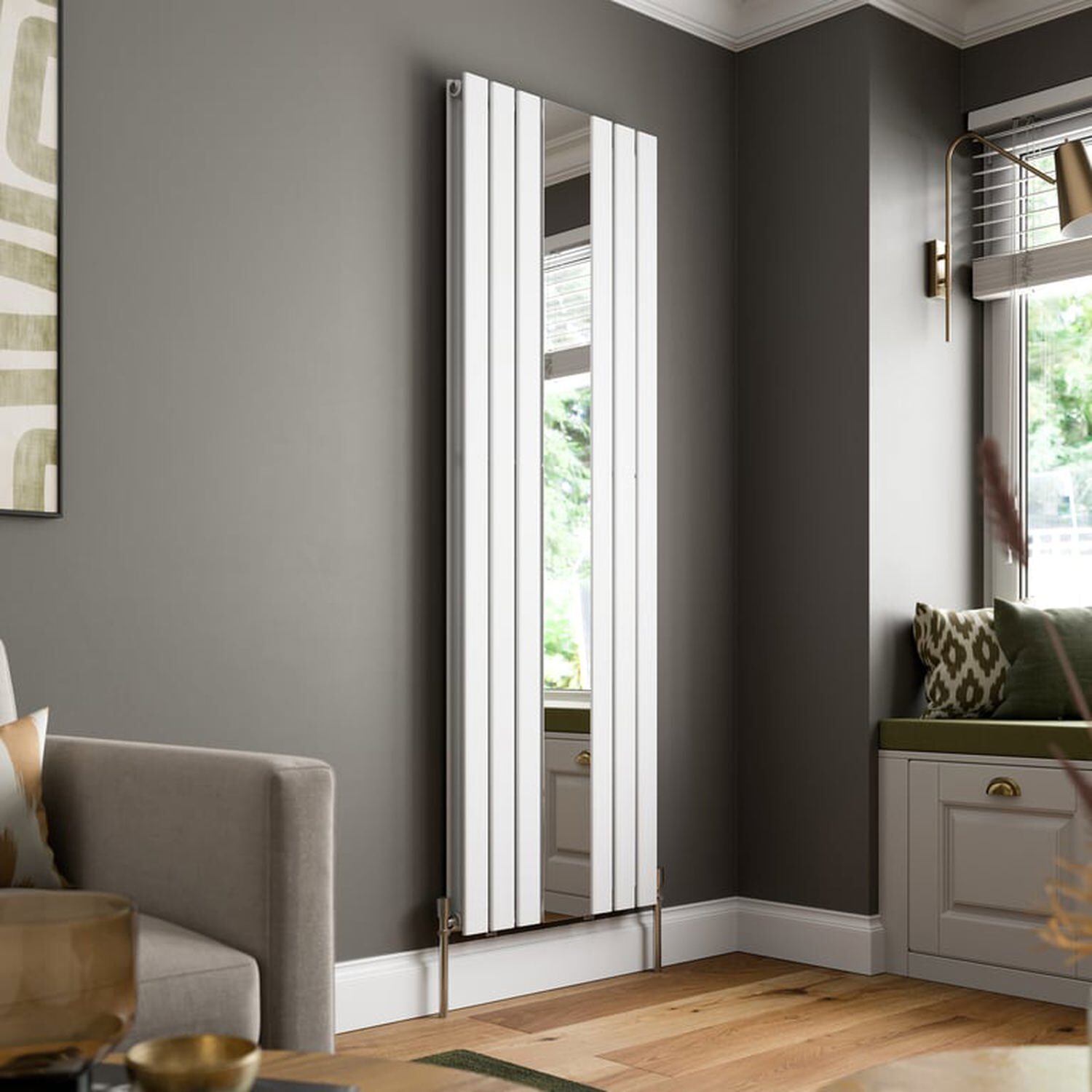 Temprazo 1800 X 600Mm Double Flat Panel Vertical Mirror Radiator - Mirror White - White