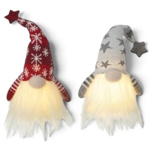 Set of Two Light Up Santa Gonks Christmas Decorations