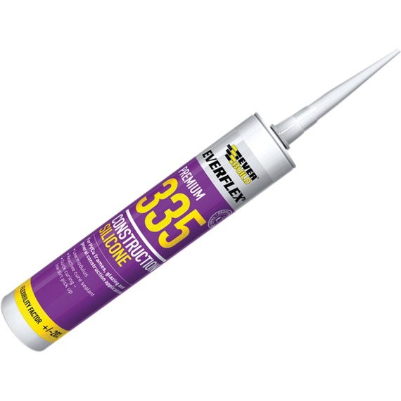 Everbuild Everflex 335 construction silicone sealant cartridge white 295 millilitres