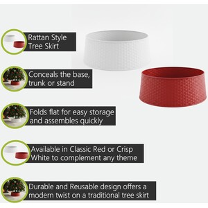 Pegdev White Rattan Style Christmas Tree Skirt Base Cover
