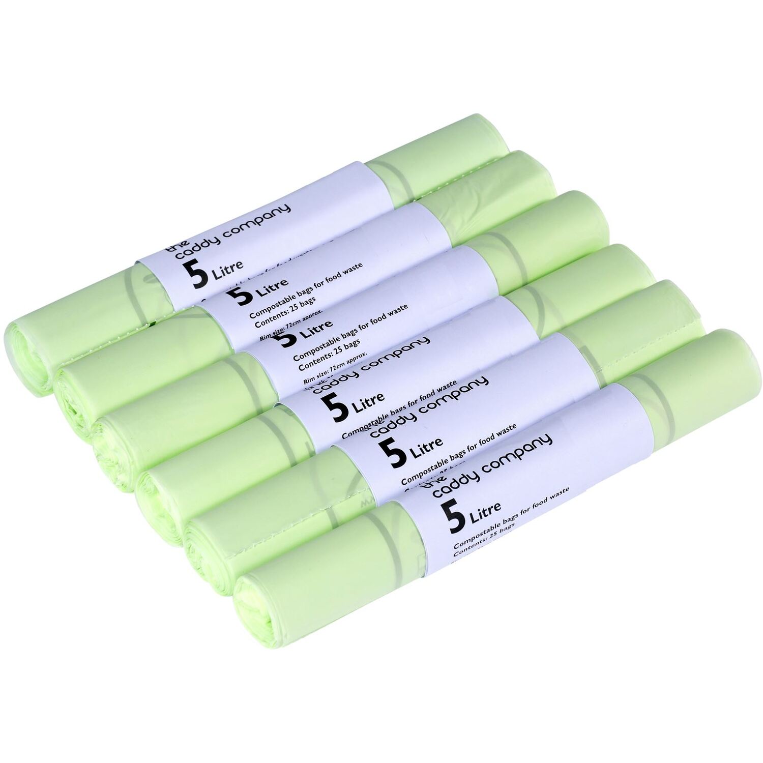 150x 5 Litre 5L Compostable Caddy Bags - 6 Rolls - EN13432 Caddy Liners - Image 4